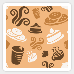 Cafe Brown Vibe Coffee Dessert Sweets Pattern Sticker